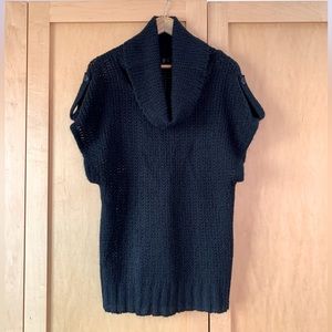 Loose knit cowl tunic with button detail